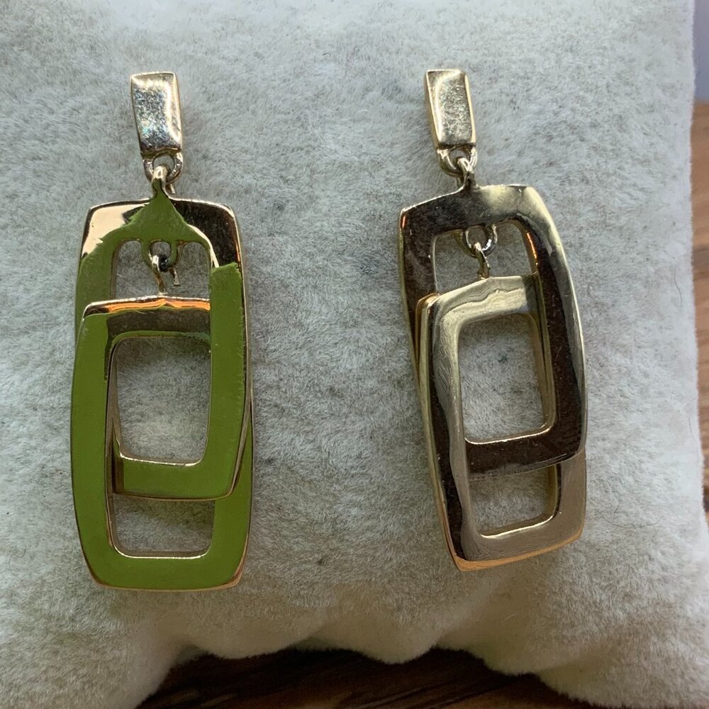 Kenneth Cole New York Gold Tone Rectangle Link Drop Earrings
